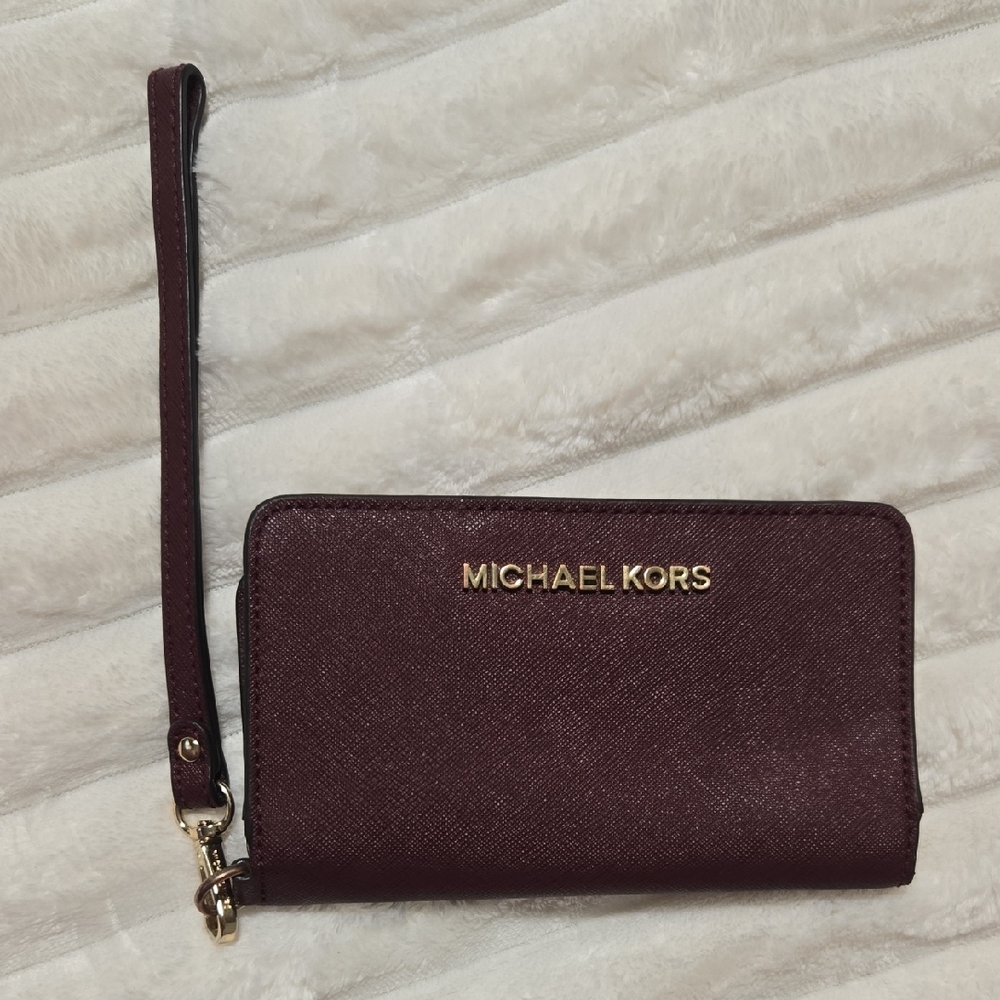 Michael Kors Dark Red Wristlet Clutch